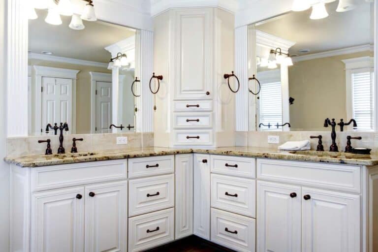 Classic bathroom cabinets with large mirrors