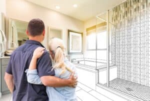 Couple envisioning their bathroom remodeling